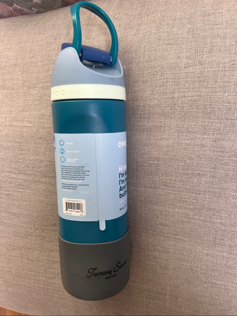 Owala FreeSip Stainless Steel Water Bottle in a 24 oz size blue & teal color - Picture 2 of 8